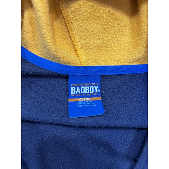 Bad Boy Zip Up Hoodie Jacket Mens XL Blue Yellow Embroidered Logo - Picture 3 of 4